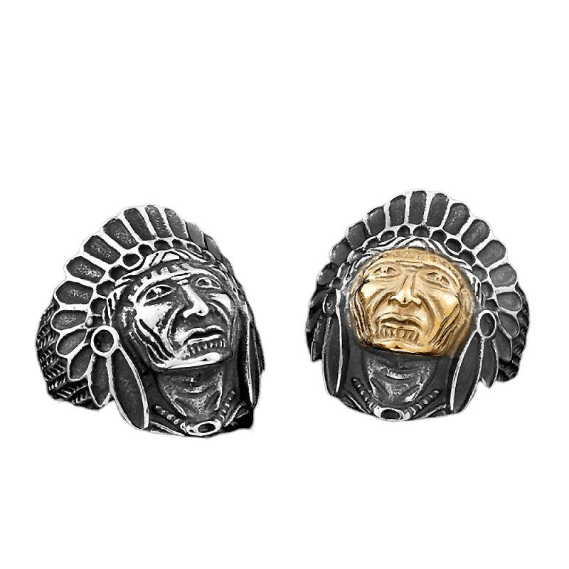 Indian Chief Titanium Steel Ring showcasing skull design, symbolizing culture and personality jewelry.