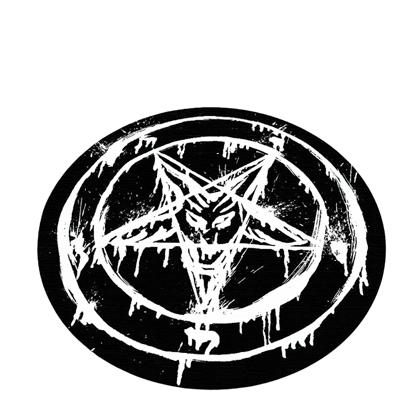 Circle carpet featuring a gothic print with a pentagram design, perfect for alternative home decor.