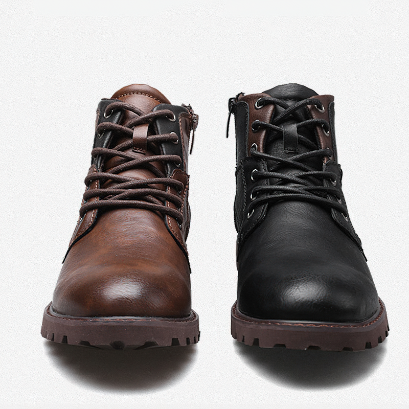 Classic Boots for Men in Rock Style / Handmade Ankle Lace Up Waterproof Shoes - HARD'N'HEAVY