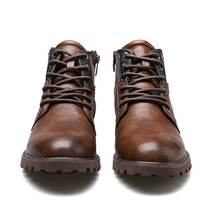 Stylish brown ankle boots for men, handcrafted with genuine leather, perfect for casual wear and waterproof.