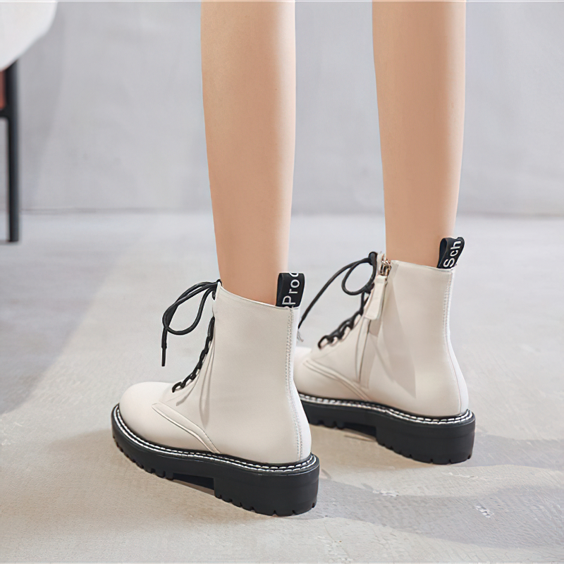 Classic British Style Women's Boots In Black And White Colors / Ladies Vintage Simple Ankle Shoes - HARD'N'HEAVY