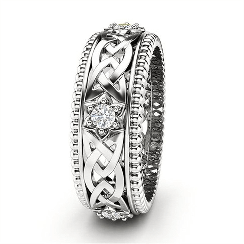 Classic Celtic Knot Zircon Flower Rings / Elegant Jewelry for Women and Men