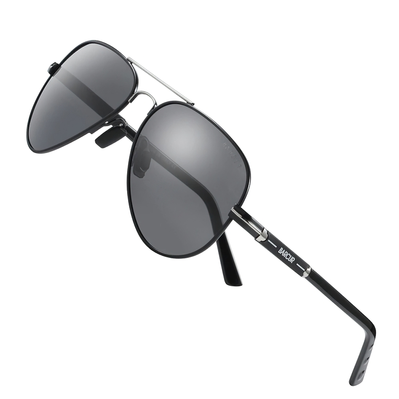 Classic black polarized sunglasses for men, stylish casual accessory with a timeless design.