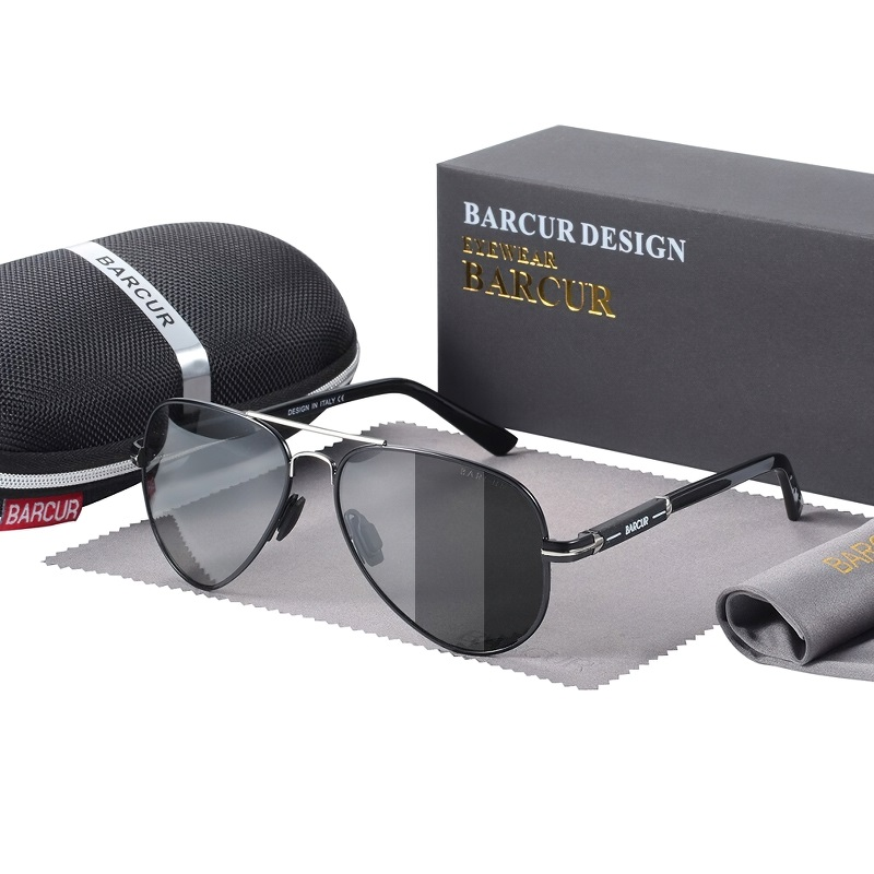Classic polarized sunglasses for men in elegant black with stylish case and cleaning cloth, perfect casual accessory.
