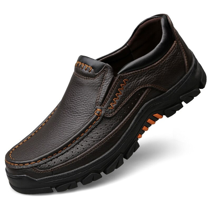 Classic men's genuine leather loafers with modern design for casual and formal events.