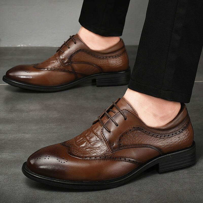 Classic Men's Oxfords Genuine Leather Shoes / Luxury Male Footwear / Casual Aesthetic Shoes - HARD'N'HEAVY