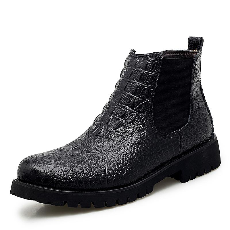 Classic Mens PU Leather Ankle Boots / Business Warm Shoes for Men - HARD'N'HEAVY