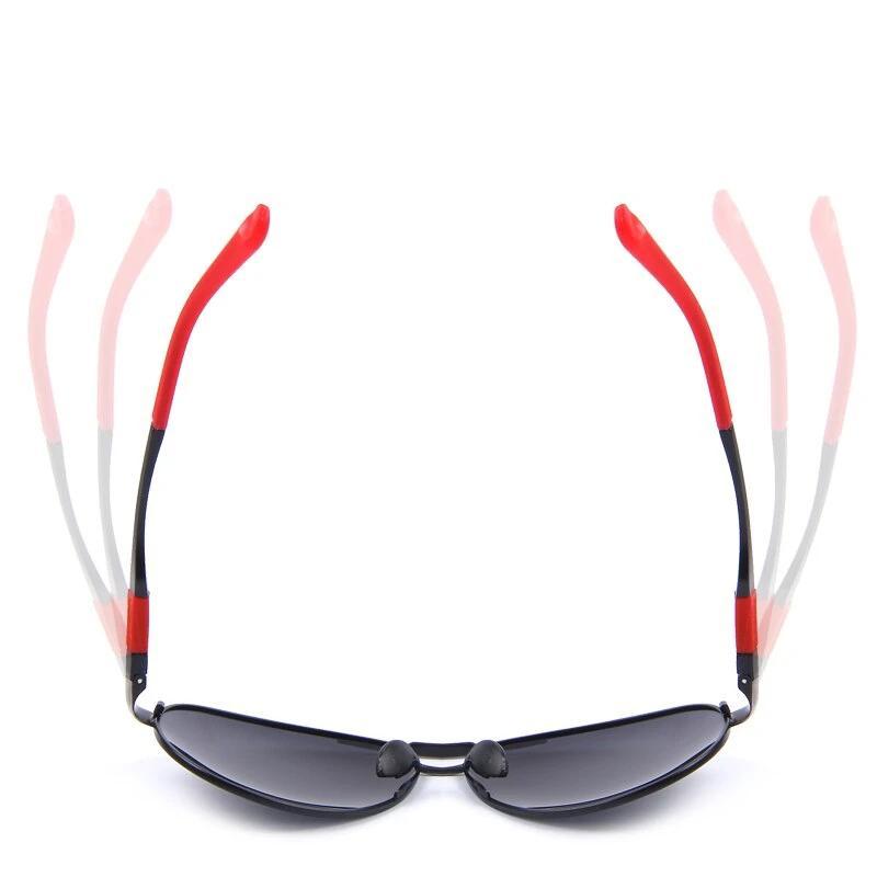 Classic Pilot HD Polarized Sunglasses with red accents, perfect for driving and aviation, featuring a stylish alloy frame.
