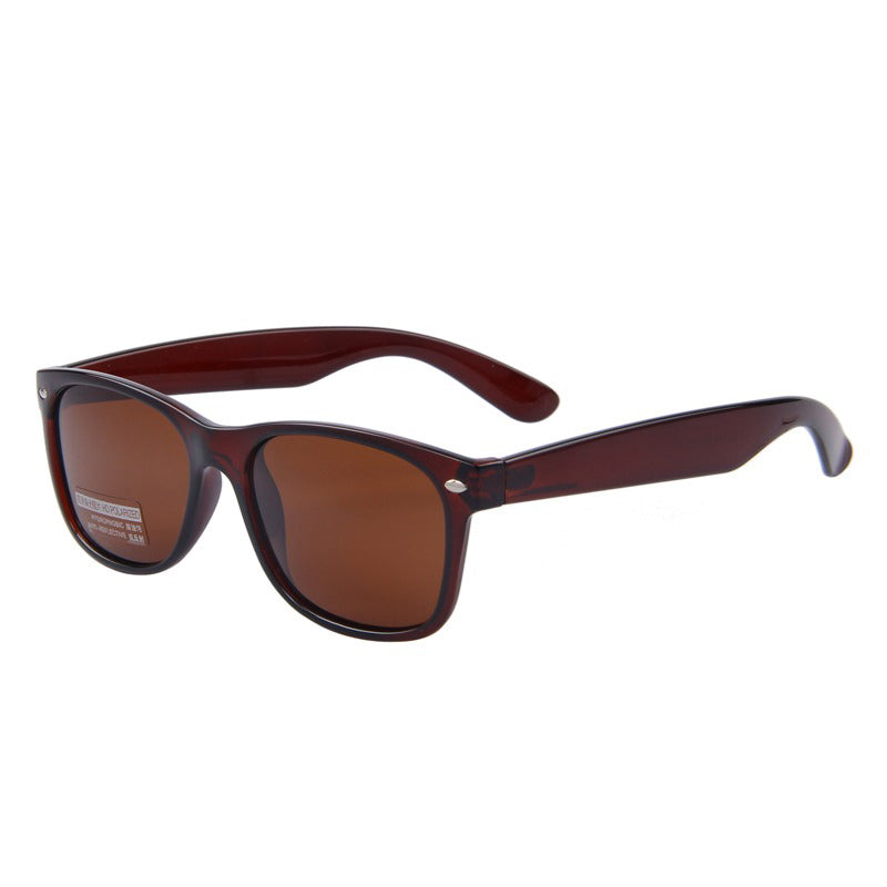 Classic retro polarized sunglasses with brown lenses and stylish plastic frames. Perfect for rock and gothic looks.