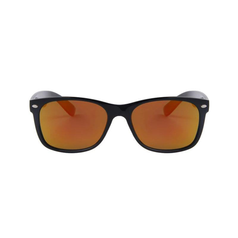 Classic retro polarized sunglasses with mirrored orange lenses, perfect for a gothic rock style and UV400 protection.
