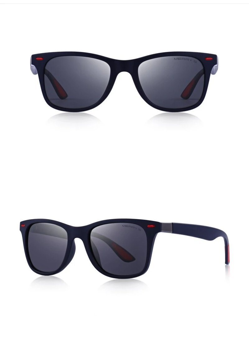 Lightweight square frame polarized sunglasses with 100% UV protection in stylish rock design.