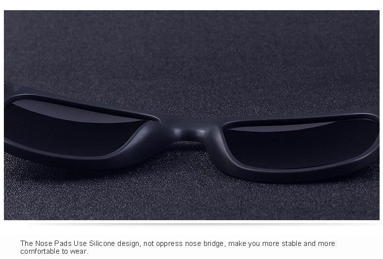 Close-up of lightweight polarized sunglasses featuring silicone nose pads for enhanced comfort and stability.