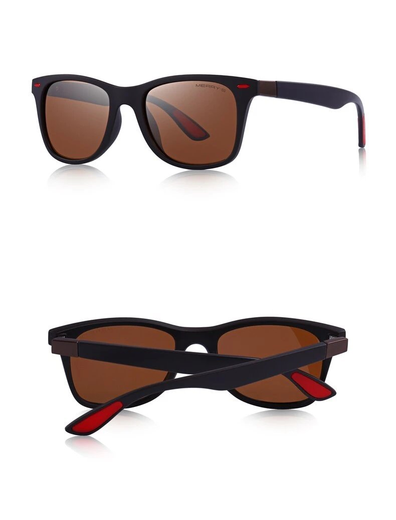 Lighter design polarized sunglasses with square frame, 100% UV protection, ideal for a casual rock style.