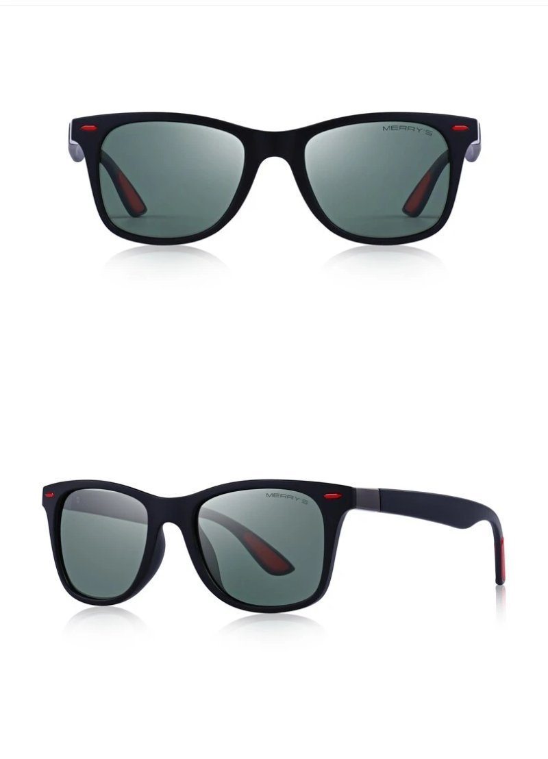 Lightweight polarized square frame sunglasses with UV protection, perfect for a casual rock style.