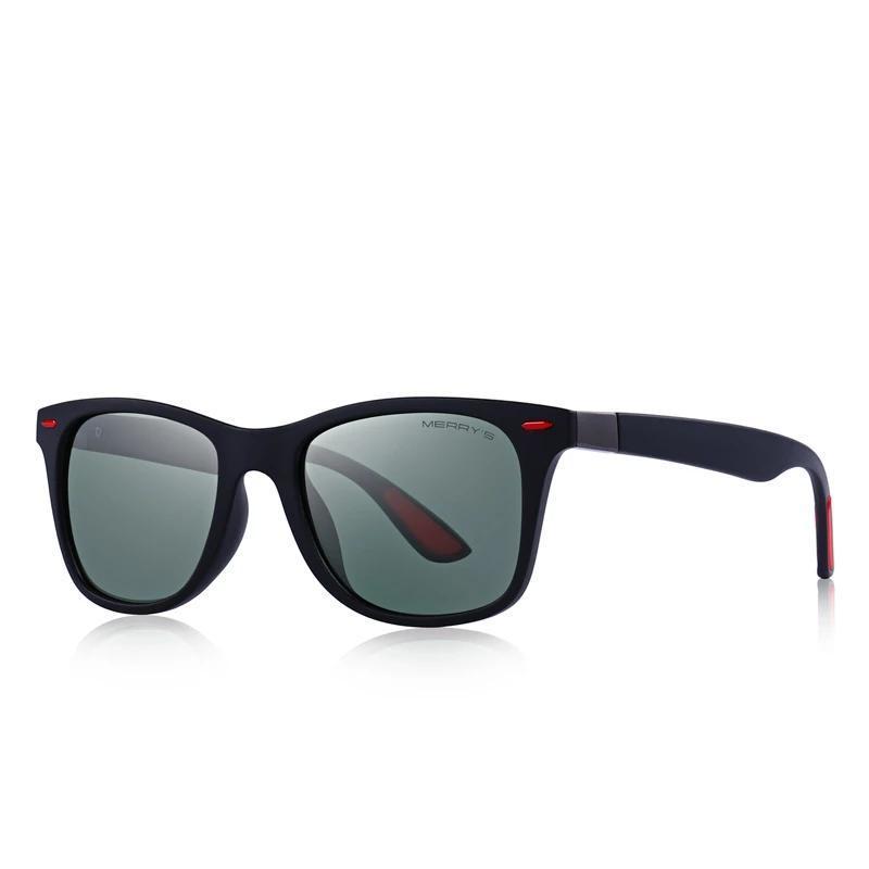 Lightweight polarized sunglasses with a square frame, 100% UV protection, perfect for a casual rock look.