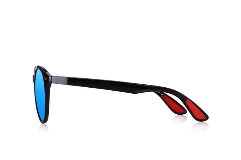 Stylish UV400 polarized sunglasses with a black and red design, featuring a lightweight oval frame and TR90 legs.