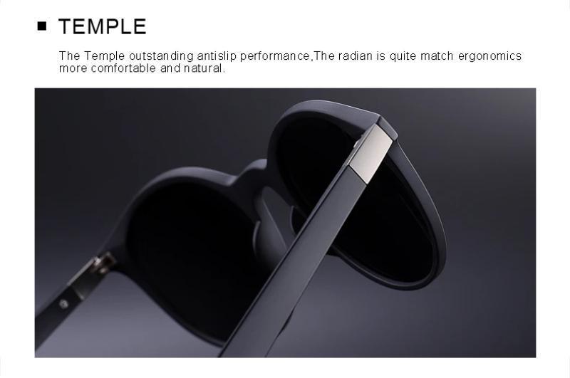 Close-up of sunglasses temple showcasing ergonomic design and anti-slip performance for comfort.