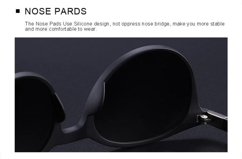 Close-up view of silicone nose pads on classic retro sunglasses enhancing comfort and stability.