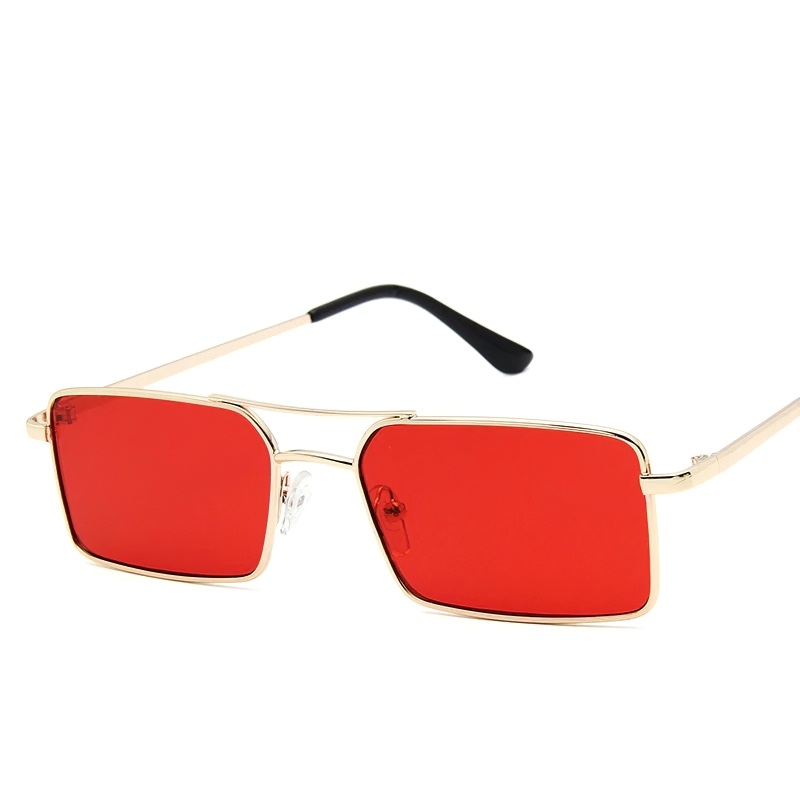 Classic retro sunglasses for women in vibrant red with gold metal frame, perfect luxury casual accessory.