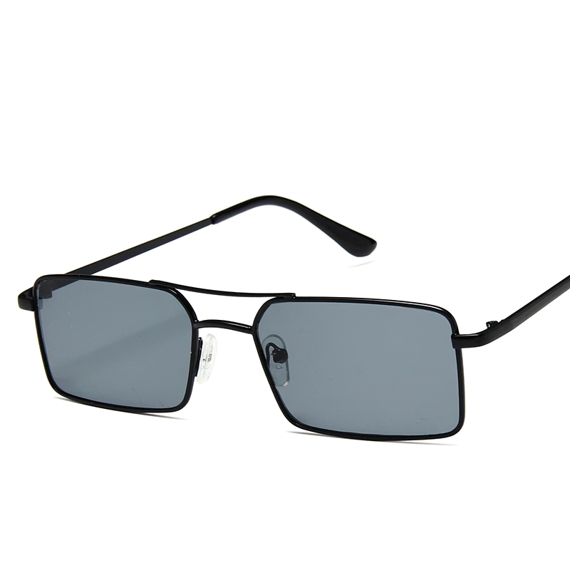 Classic retro metal sunglasses for women, stylish unisex eyewear with rectangular shape, available in various colors.