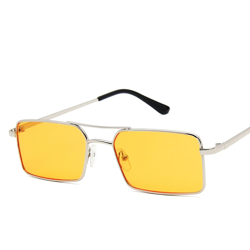 Classic retro unisex sunglasses with yellow lenses and stylish metal frames for a casual vintage look.