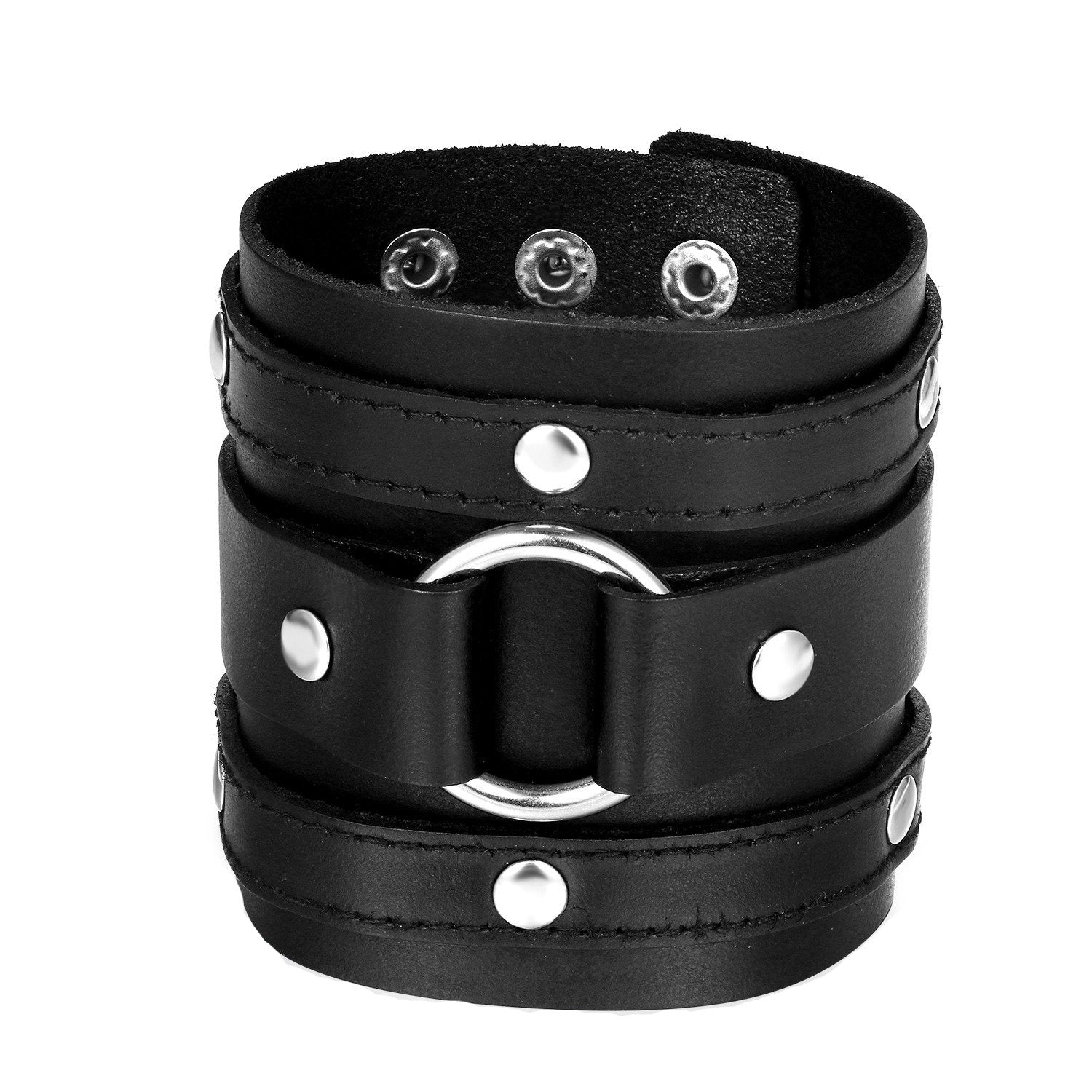 Classic Rock Style Bracelets / Cool Biker Jewelry For Men and Women / Black Adjustable Bracelet - HARD'N'HEAVY