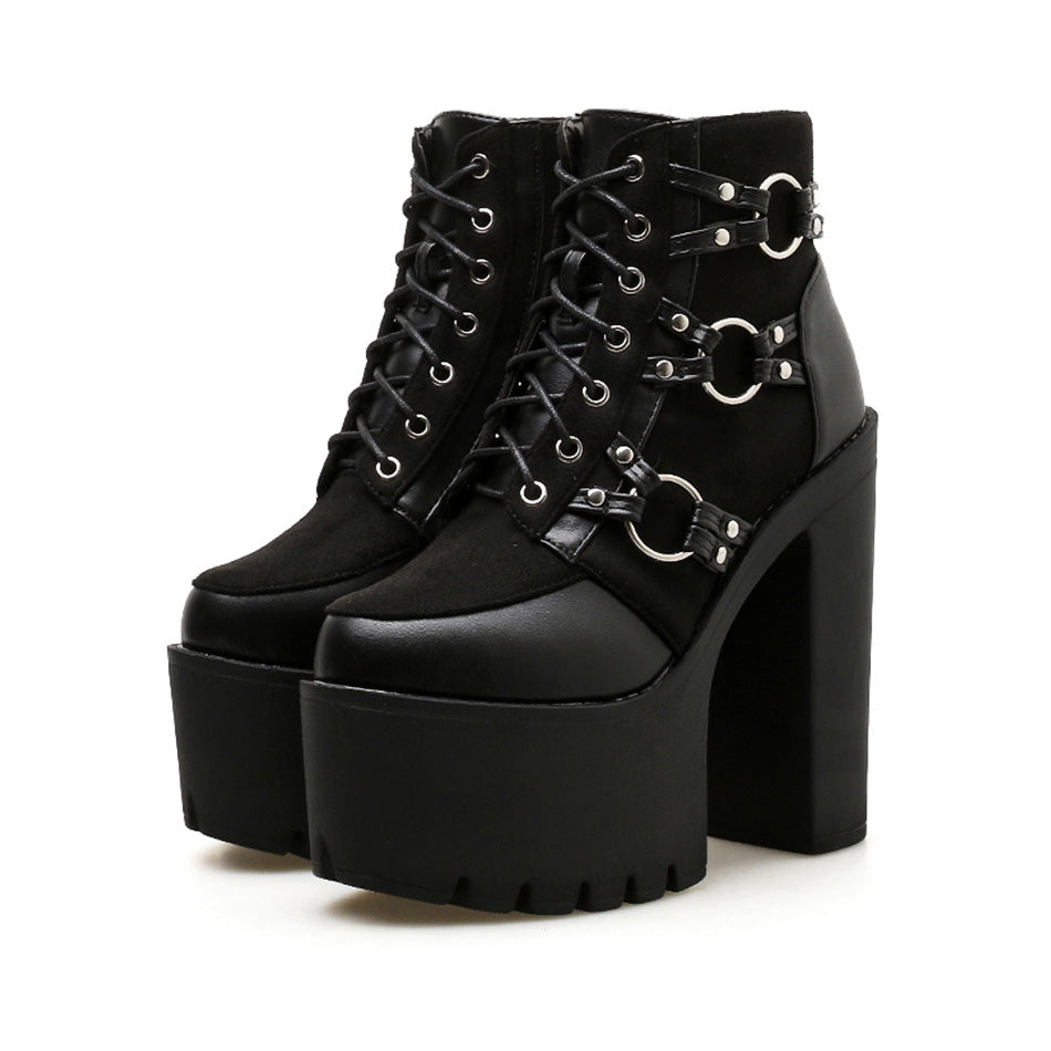 Classic Women's Boots with High Thick Bottom and Waterproof Platform / Gothic Style Shoes - HARD'N'HEAVY