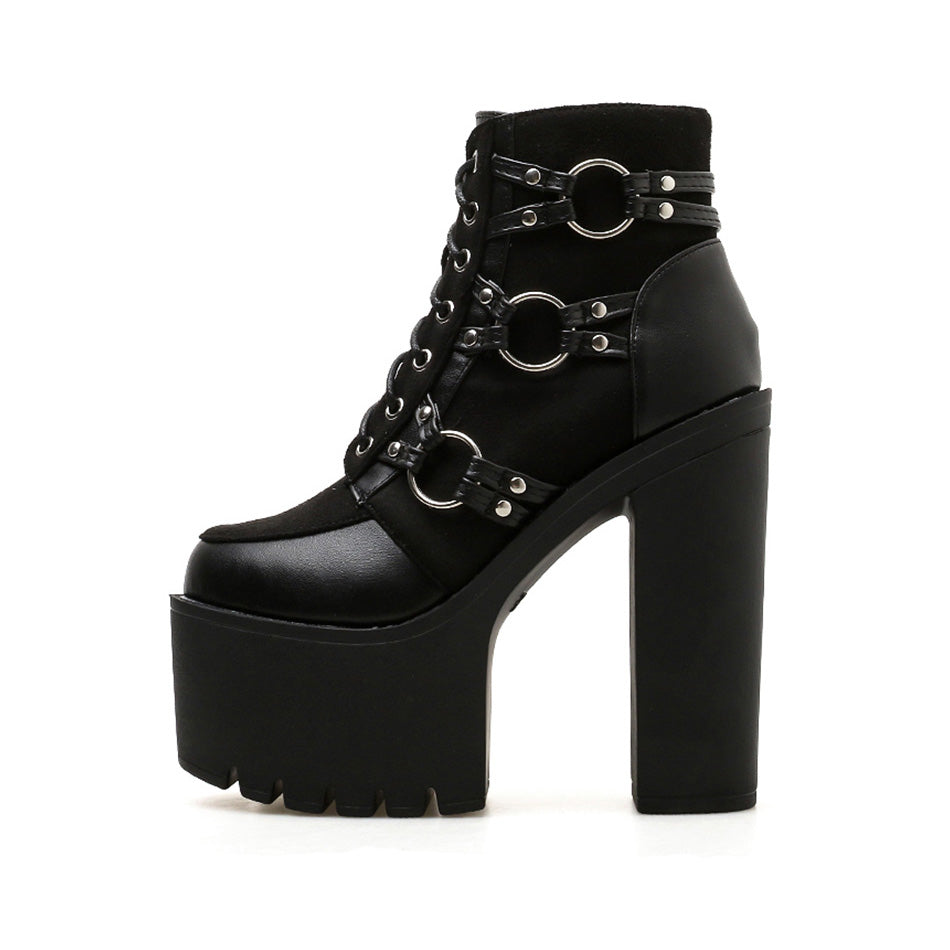 Classic Women's Boots with High Thick Bottom and Waterproof Platform / Gothic Style Shoes - HARD'N'HEAVY