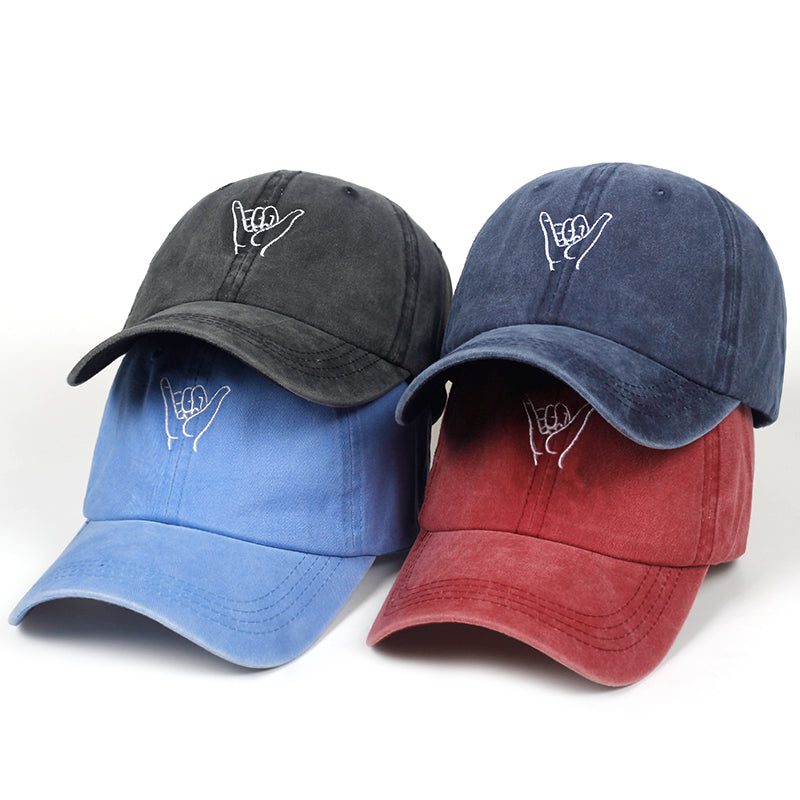 CLEARANCE of Cap with Finger embroidery / Washed Baseball Caps / Rock Style Cotton hat - HARD'N'HEAVY