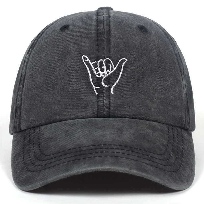 CLEARANCE of Cap with Finger embroidery / Washed Baseball Caps / Rock Style Cotton hat - HARD'N'HEAVY