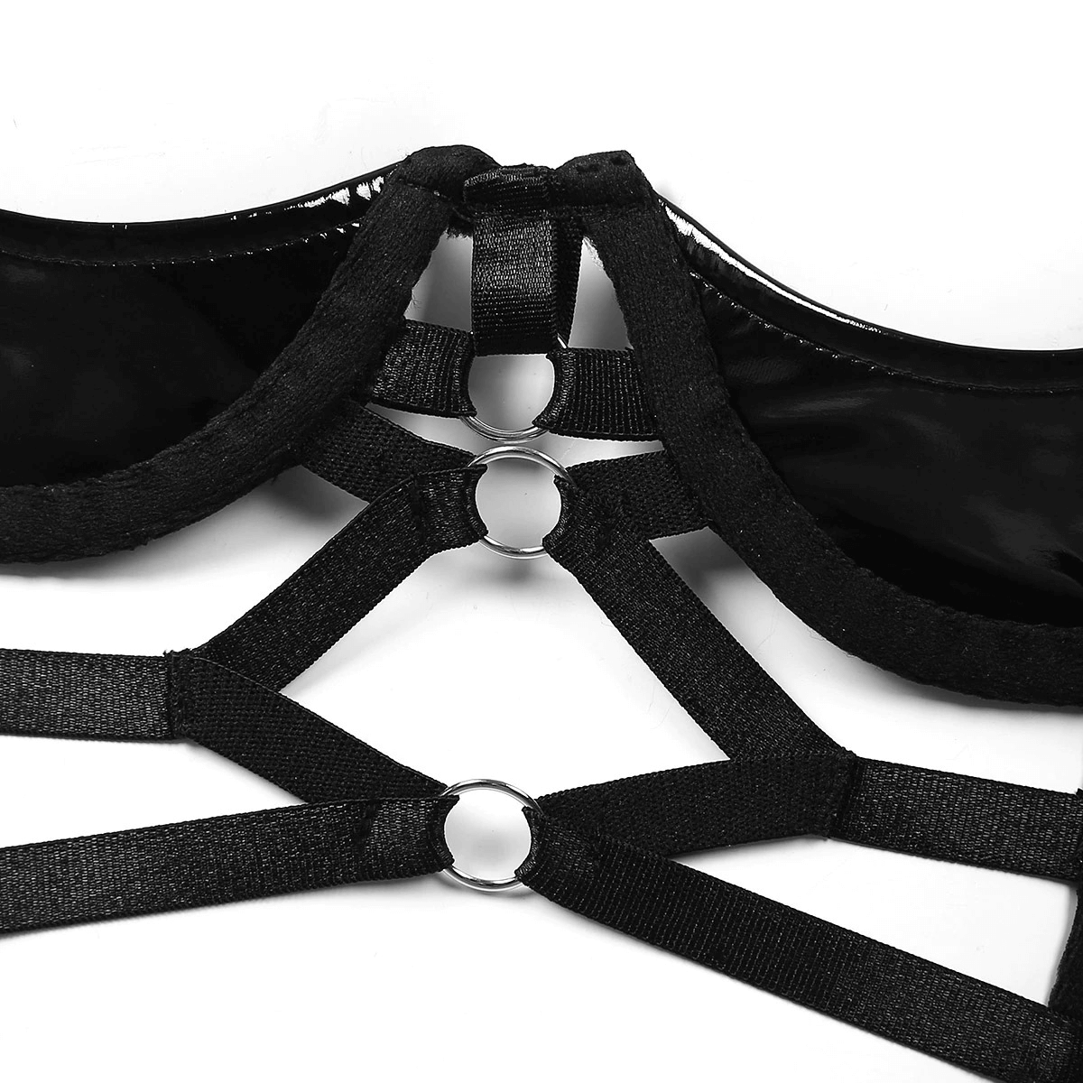 CLEARANCE / Women's Sexy Bustier with Open Cup / Adjustable Straps Erotic Bra in Black Color - HARD'N'HEAVY