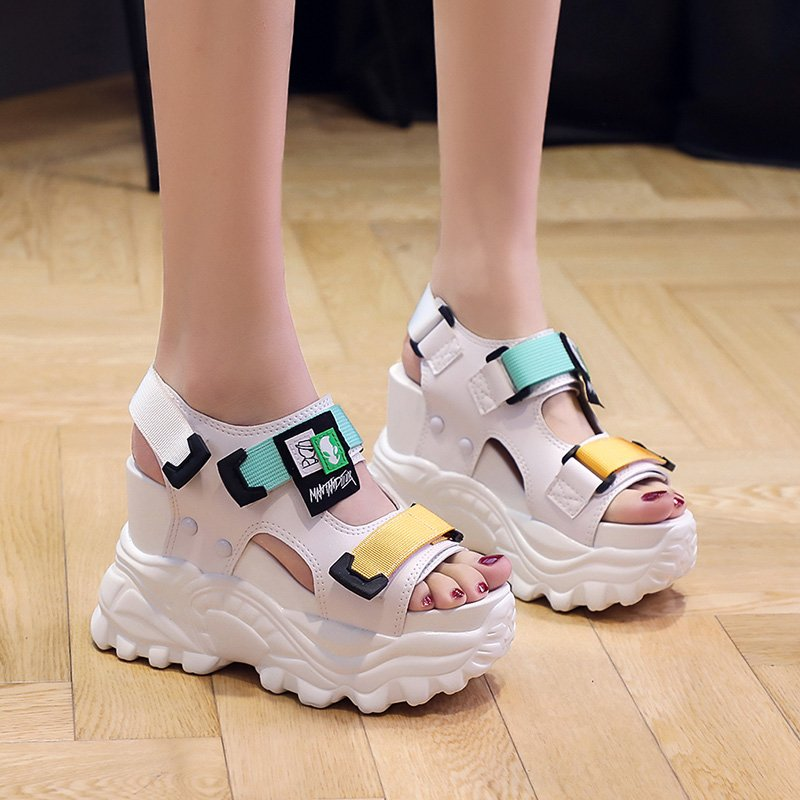 Comfortable Ladies PU Leather Sandals / Fashion Wedges Thick Bottom Casual Shoes - HARD'N'HEAVY
