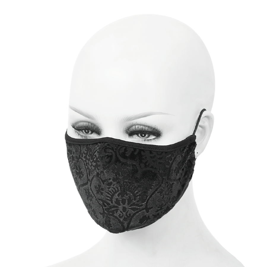 Comfortable Mask with Elegant Baroque Patterns / Gothic Black Unisex Mask with Adjustable Elastic Cord - HARD'N'HEAVY