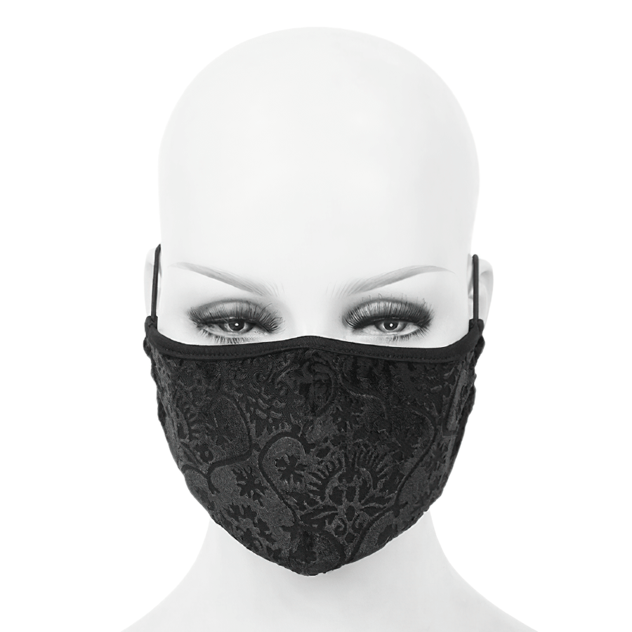 Comfortable Mask with Elegant Baroque Patterns / Gothic Black Unisex Mask with Adjustable Elastic Cord - HARD'N'HEAVY