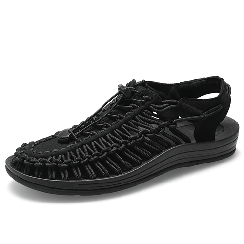 Summer Genuine Leather Sandals for Men / Cool Elastic Handmade Shoes