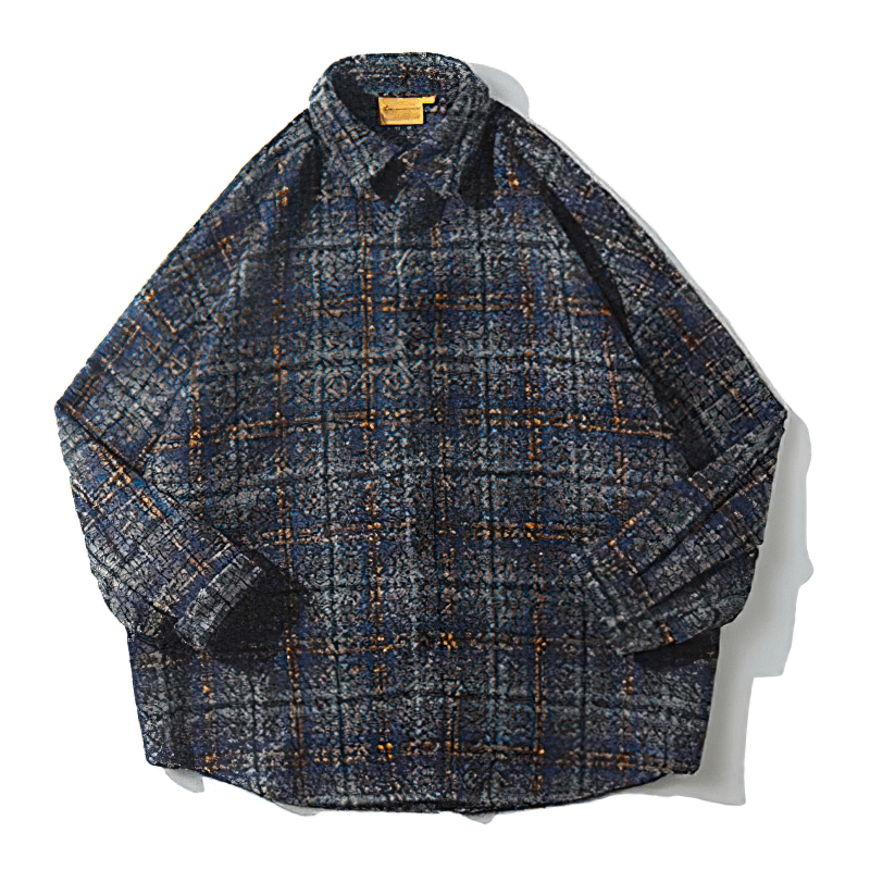 Thick woolen plaid shirt for men, featuring long sleeves and casual buttons in stylish cut and cozy fabric.