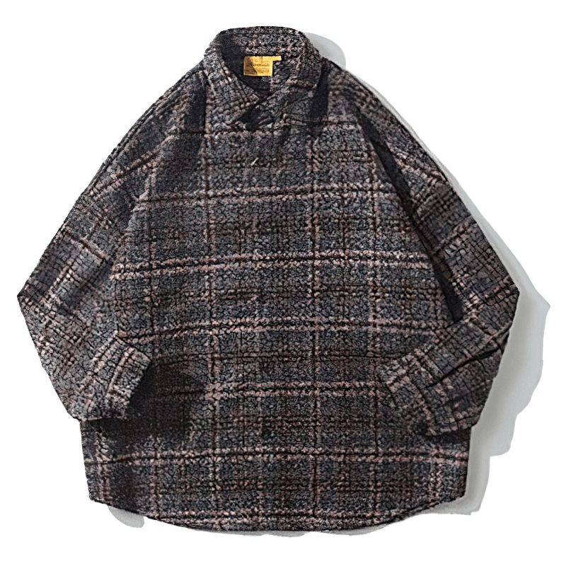 Comfy Thick Woolen Plaid Shirt for Men / Casual Buttons Long Sleeves Clothes