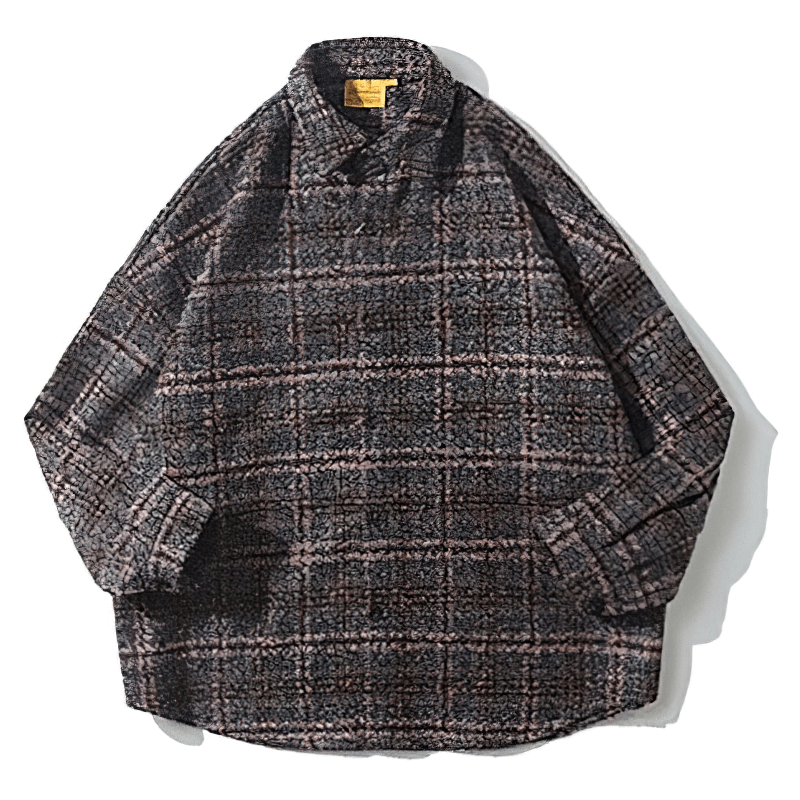 Men's thick woolen plaid shirt in casual style with long sleeves, perfect for cozy comfort and stylish layering.