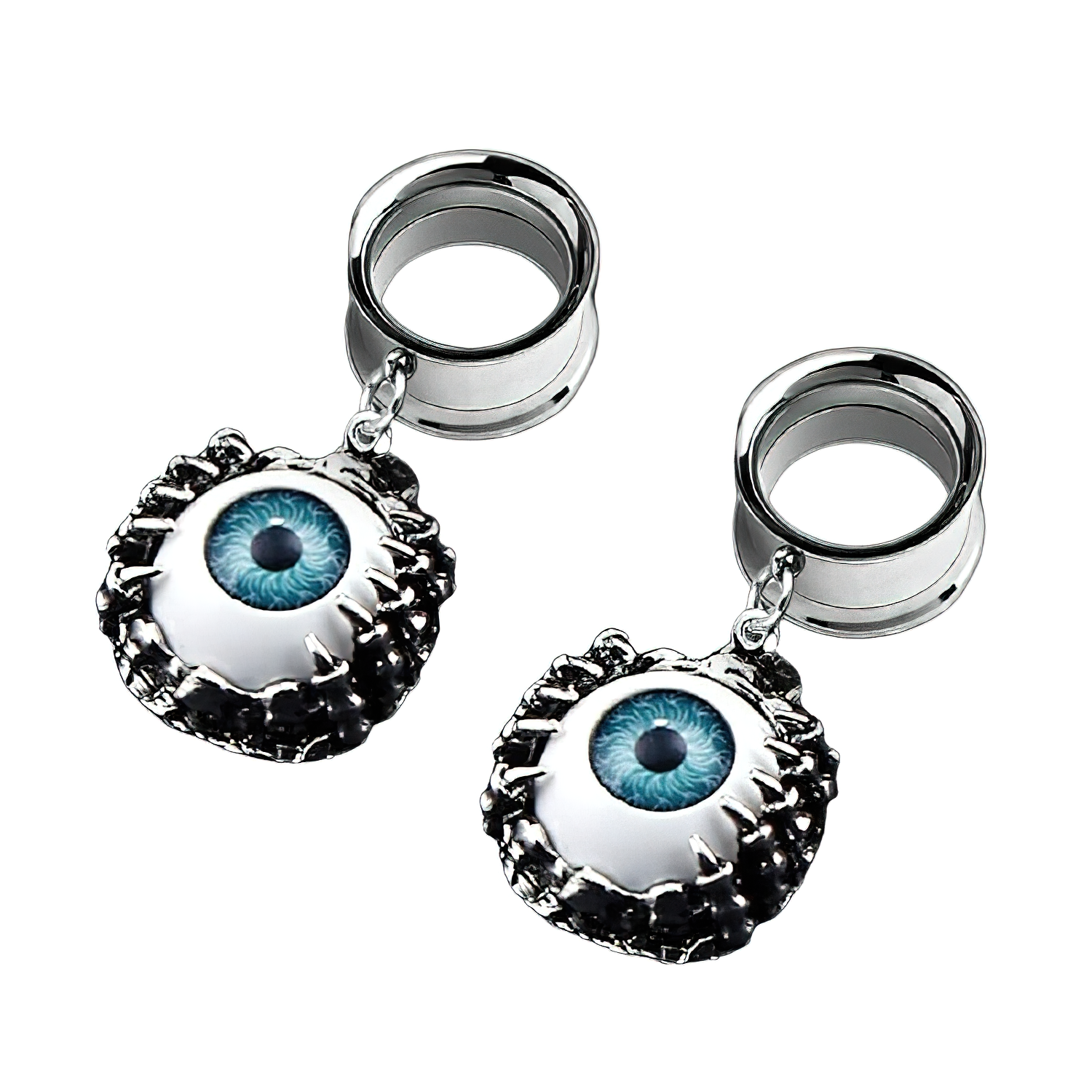 Unisex stainless steel grunge earrings featuring eye-shaped design, perfect for adding flair to your wardrobe.