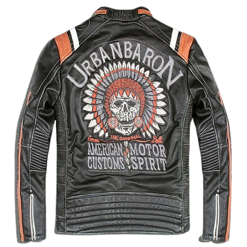 Сool Biker Vintage Jacket With Genuine Leather / Brand Jacket For Biker Men - HARD'N'HEAVY