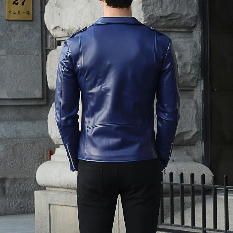 Cool Black Faux Leather Jackets / Zipper Long Sleeves Biker Jacket for Men - HARD'N'HEAVY