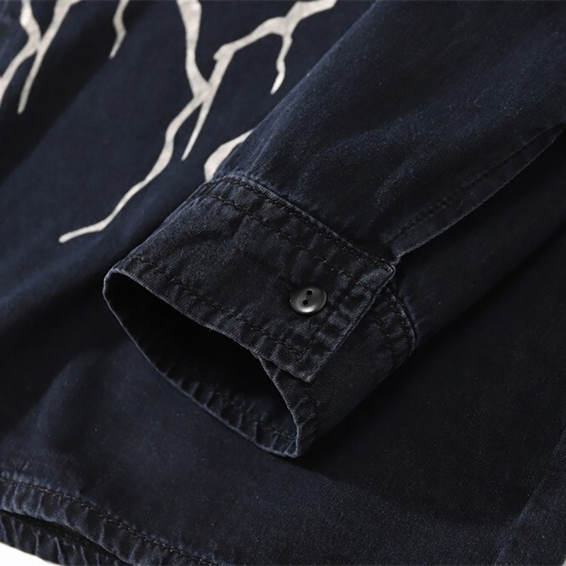 Cool Denim Men's Jacket with Pockets / Punk Male Black Oversize Jackets on the Buttons - HARD'N'HEAVY
