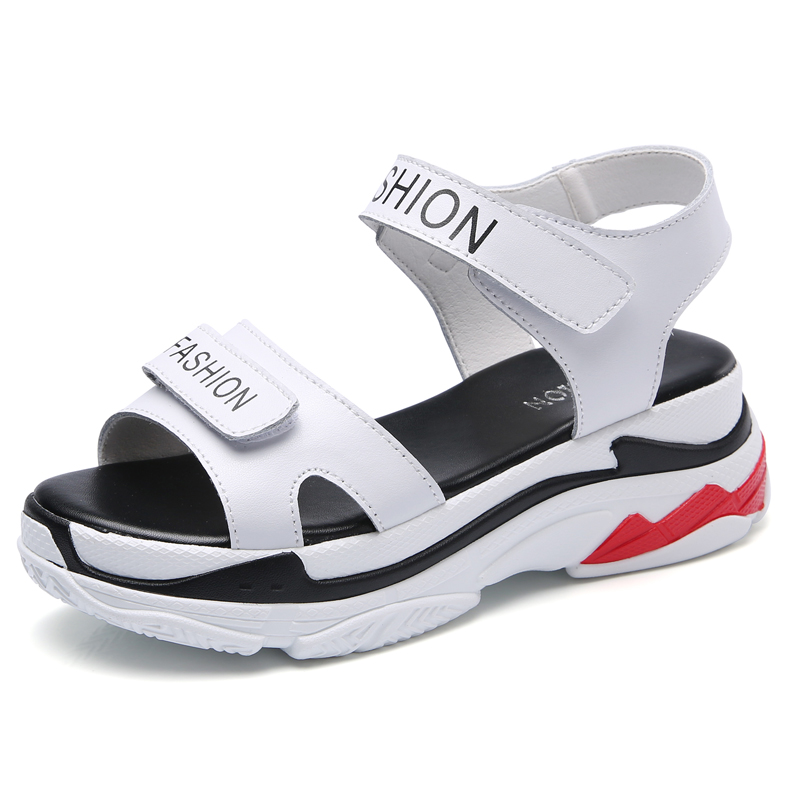 Cool ladies platform sandals with adjustable straps, trendy split leather design, perfect for casual summer outings.