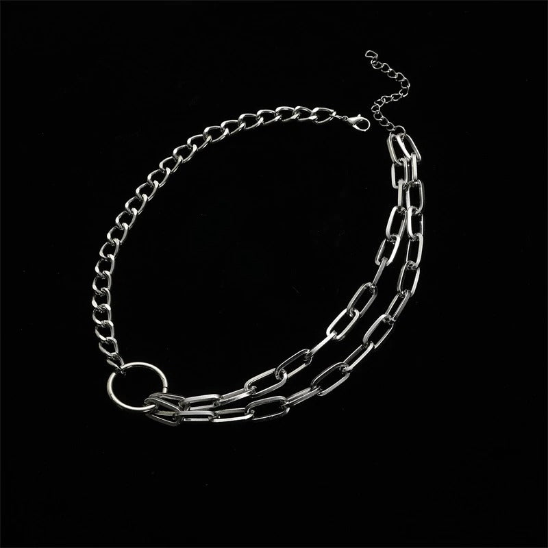 Stylish link chain choker necklace for women, perfect for alternative fashion and aesthetic outfits.