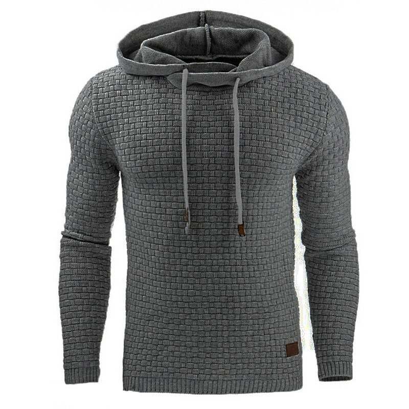 Cool men's rock style hoodie in grey with hood and long sleeves, perfect for casual outfits.