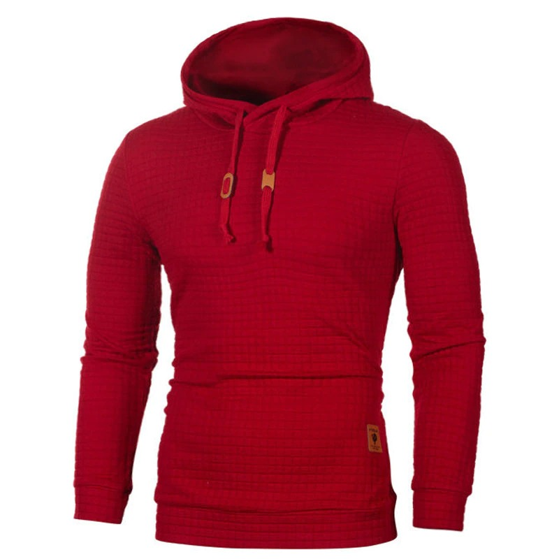 Cool red hoodie for men, featuring a casual design with a hood and long sleeves, perfect for rock style outfits.