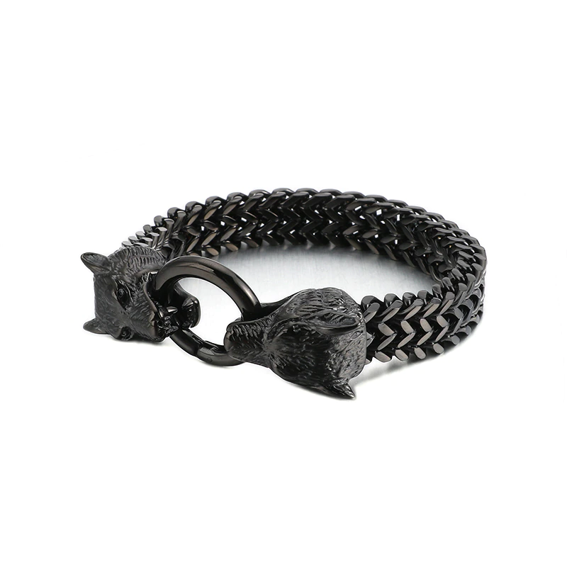 Cool Men's Bracelet / Wolf Head Rock Style Jewelry / Stainless Steel Bracelet - HARD'N'HEAVY