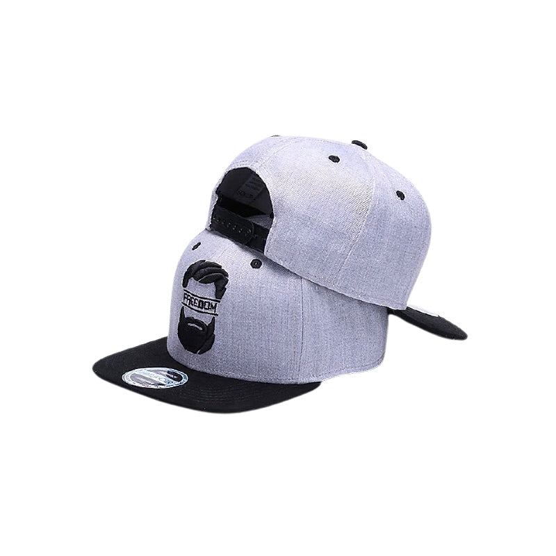 Cool men's cap with embroidered mustache design, perfect for streetwear and summer style.