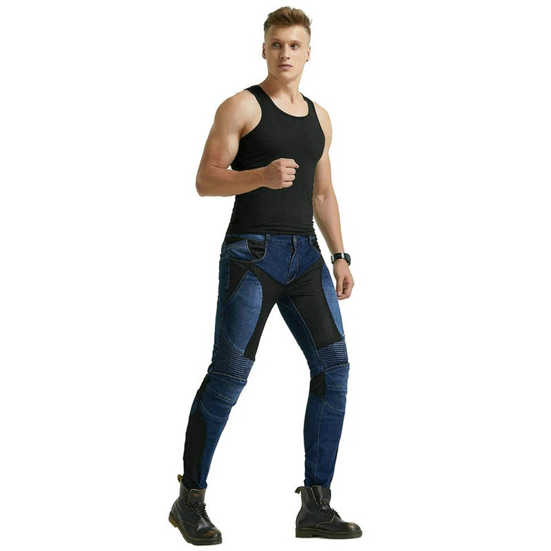 Stylish men's biker protection pants with a form-fitting cut, perfect for a trendy rock look.