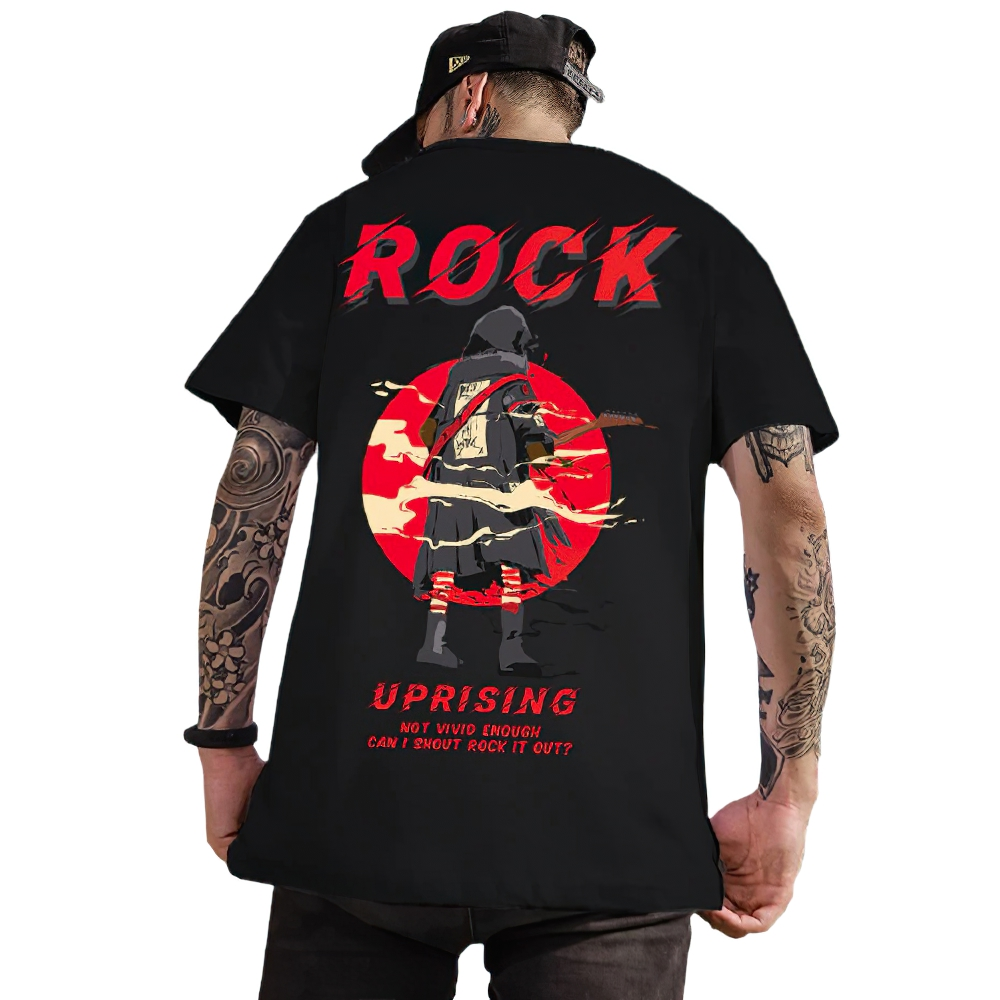 Cool Men's T-Shirt Oversize with Graffiti / Casual Streetwear in Rock Style - HARD'N'HEAVY